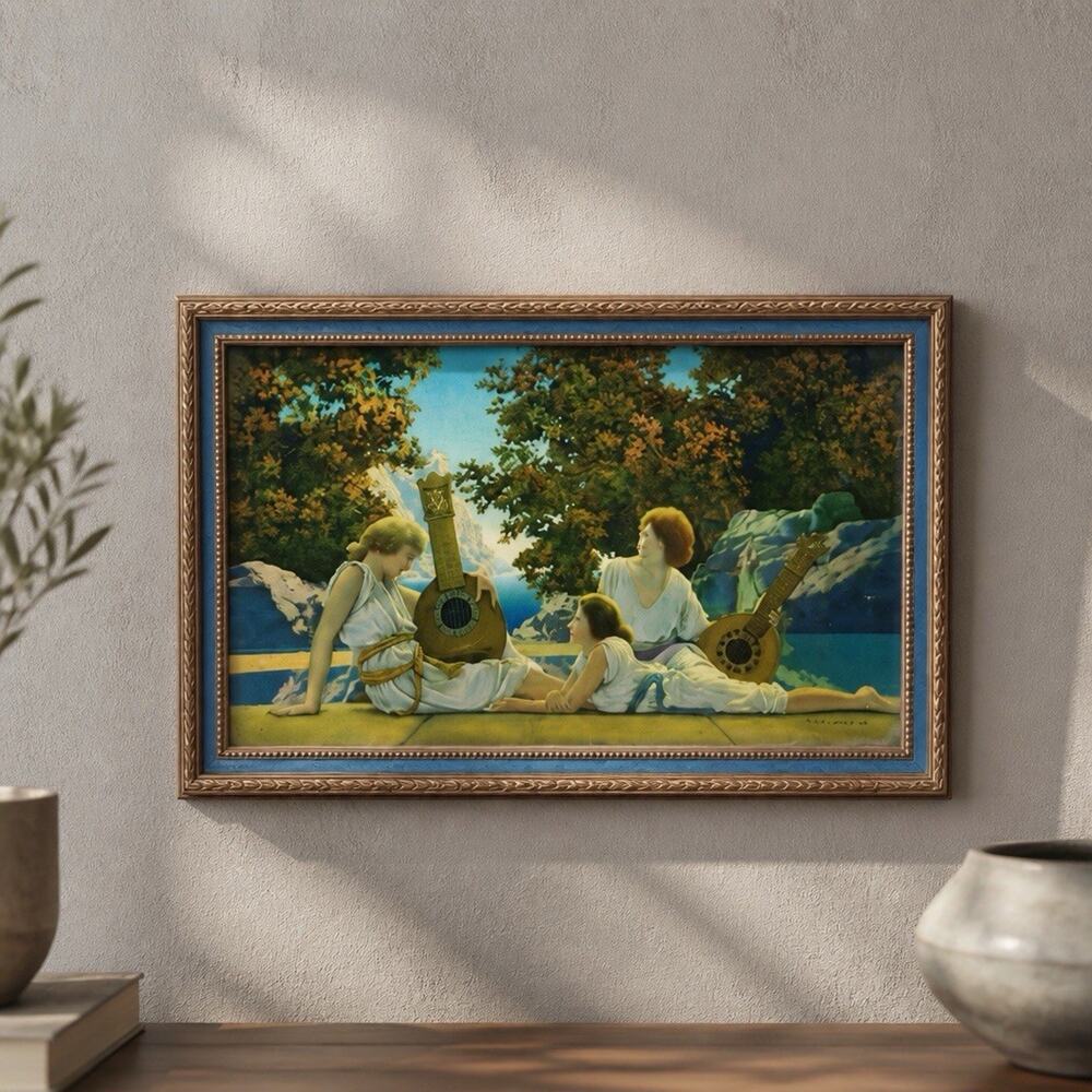 Original Maxfield Parrish Print Titled "THE LUTE PLAYERS" House of Art 11x7”